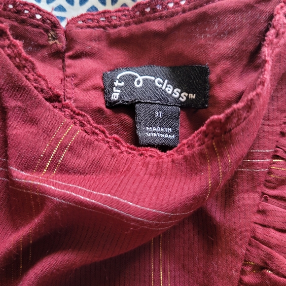 NWT Art Class Toddler Girl 3T Dark Burgundy Maroon Fall Dress - Picture 5 of 6